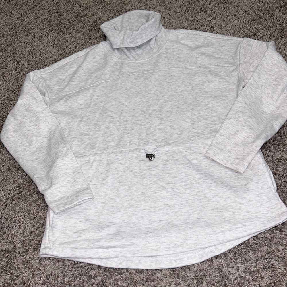 RBX medium light gray women's jacket sweatshirt pockets fitted waist turtleneck